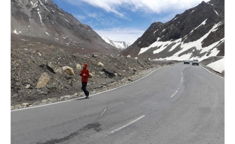 23 Year Old- Lawyer from Hyderabad, Ran from Baralacha La Pass (Zanskar Range) 4,899 Metres Altitude in Himachal Pradesh to Darcha (Lahaul Valley) Himachal Pradesh at 3,338 Metres Altitude- Setting Record.